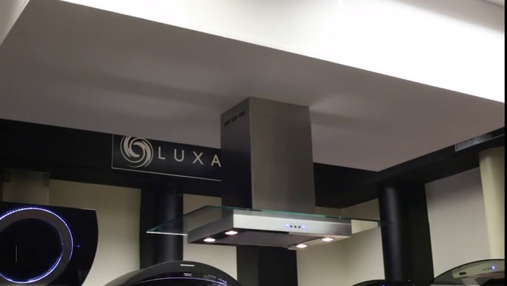 Campana extractora de isla - LA-90-CVD-ISL - Luxair Cooker Hoods Kitchen  Extractors - con iluminación integrada / negra